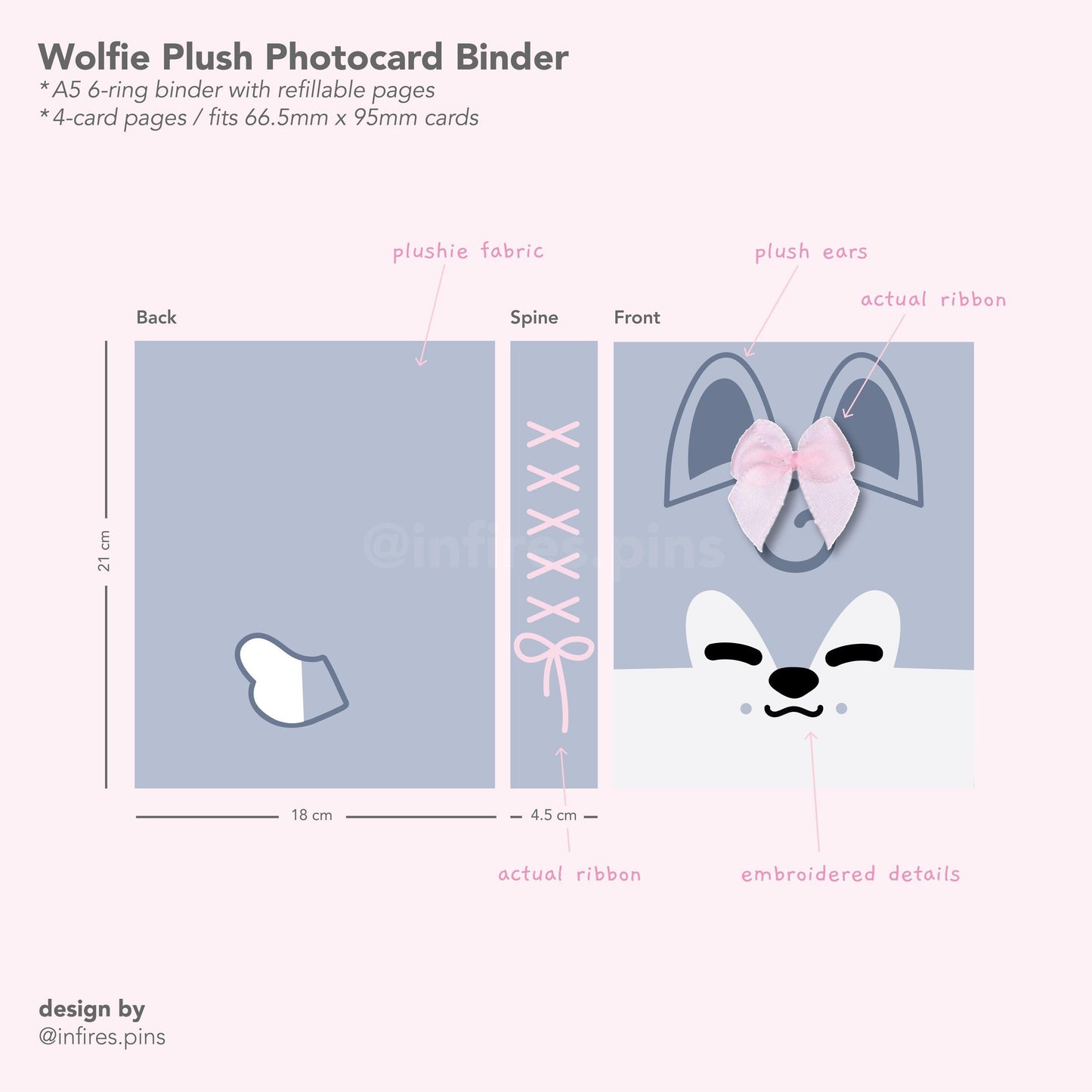Stray Kids Wolf Ribbon Plush A5 KPOP Photocard Binder