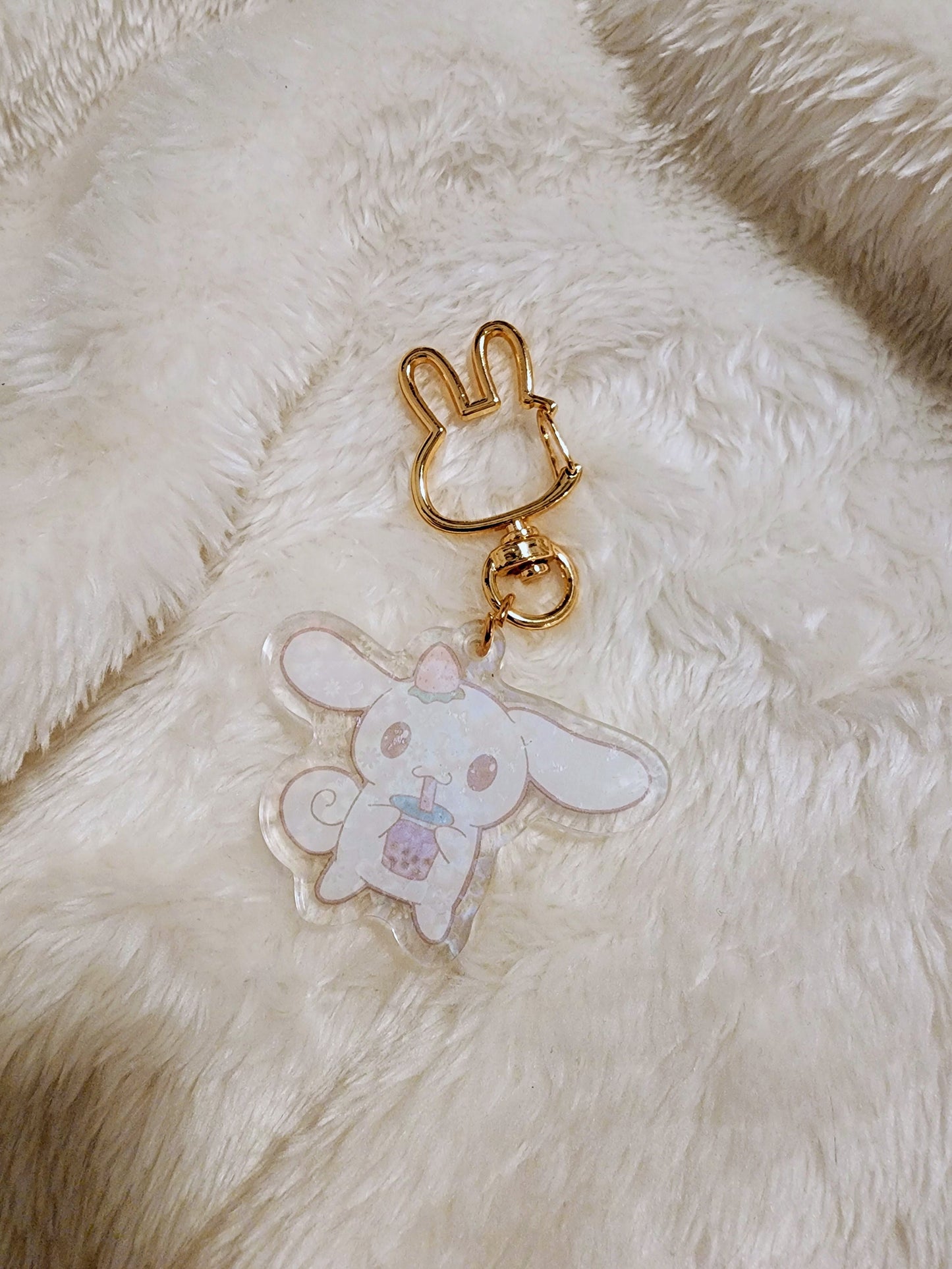 Boba Bunny Holographic Keychain