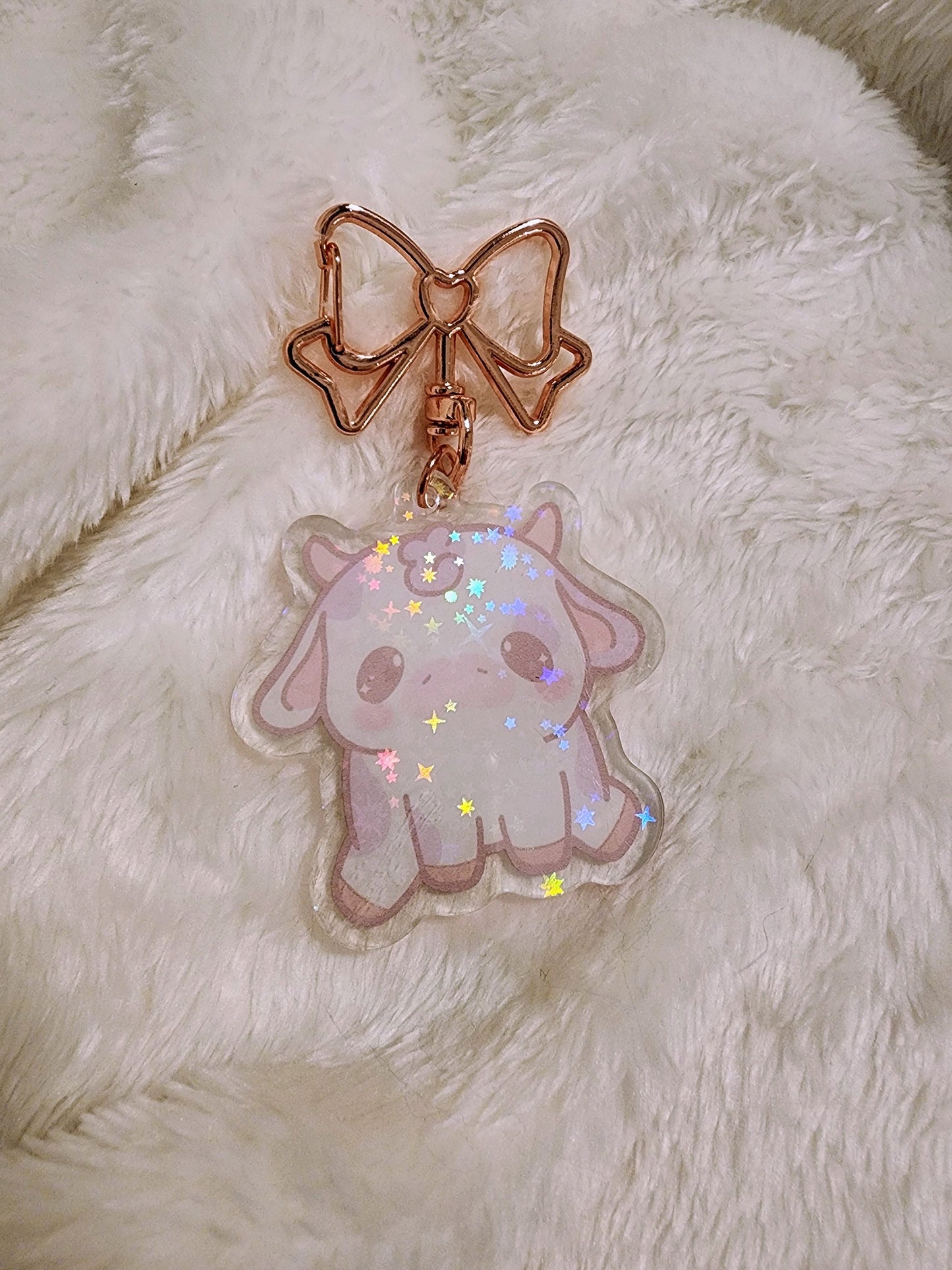 Purple Cow Holographic Keychain