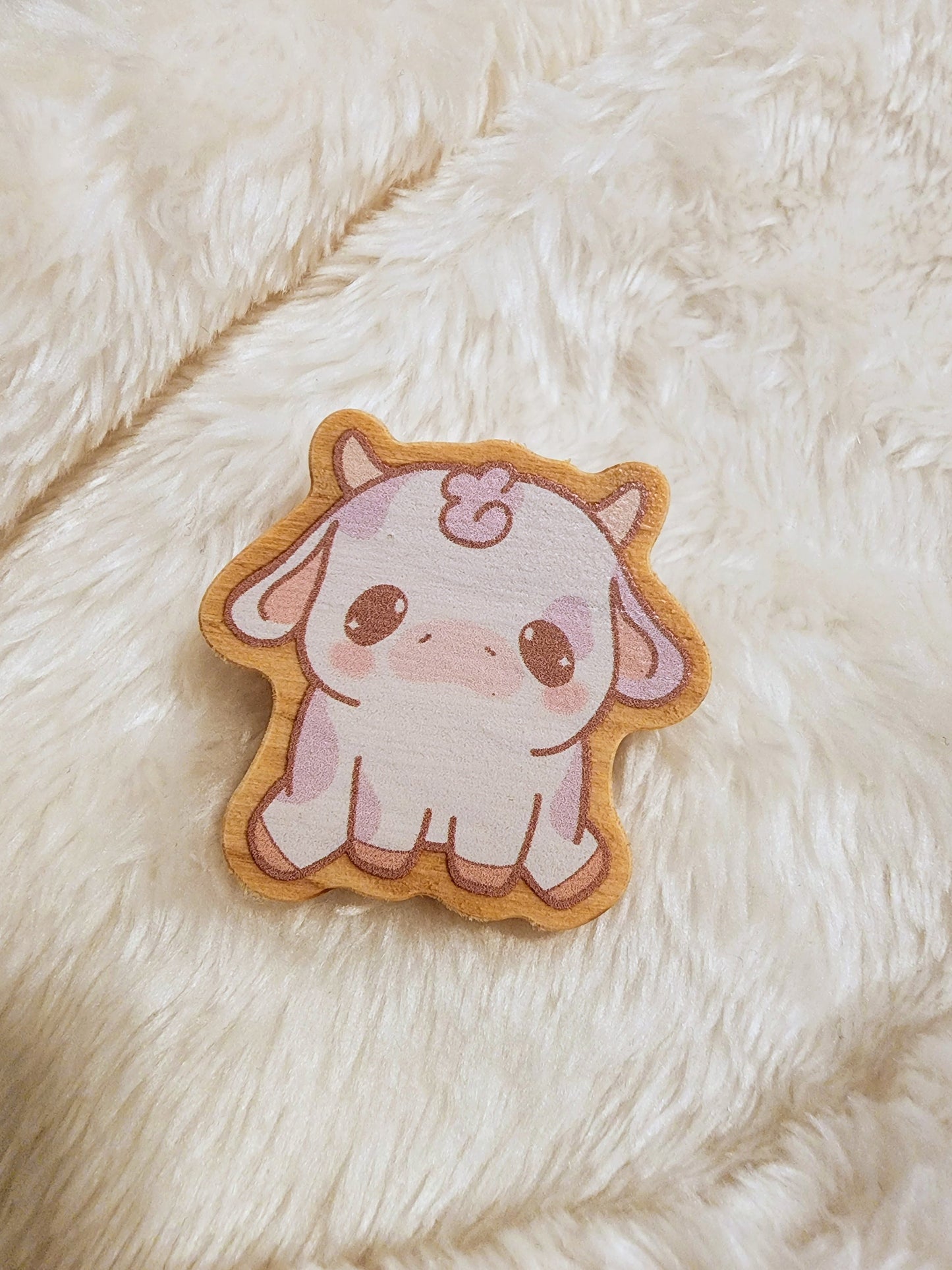 Purple Cow Wood Pin
