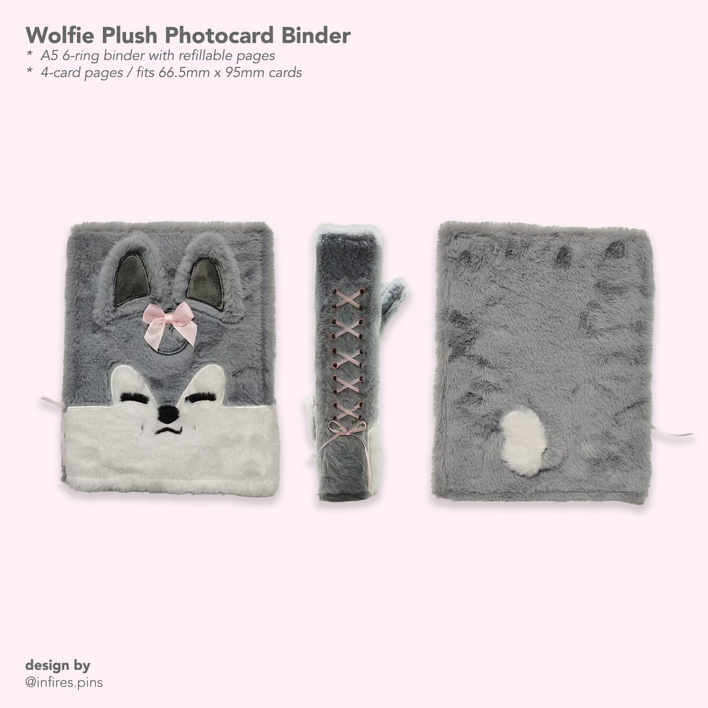 Stray Kids Wolf Ribbon Plush A5 KPOP Photocard Binder